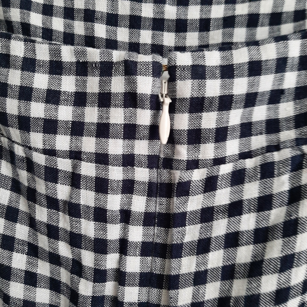 J. Crew Gingham Linen Jumpsuit Navy And White Size 10 - Picture 14 of 15